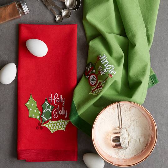 DII® Jingle For Joy Embroidered Dishtowel Set